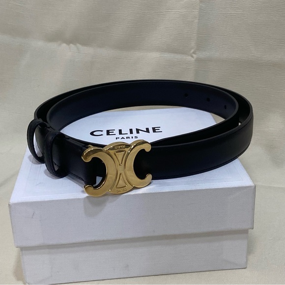 Celine Black Leather Belt SZ 85 - Picture 1 of 3